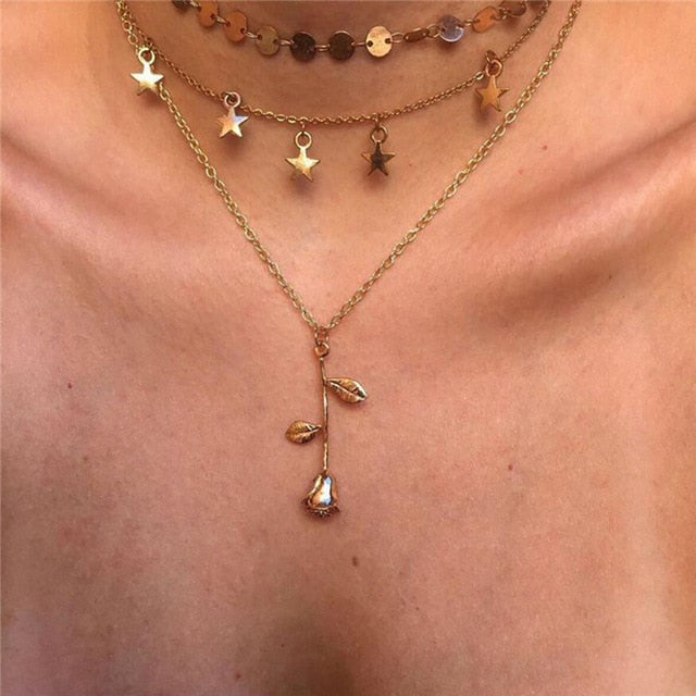 Petal Crystal Necklaces For Women